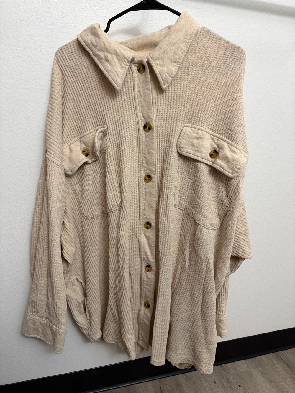 Terra & Sky Beige Utility Shirt Jacket with Front Pockets